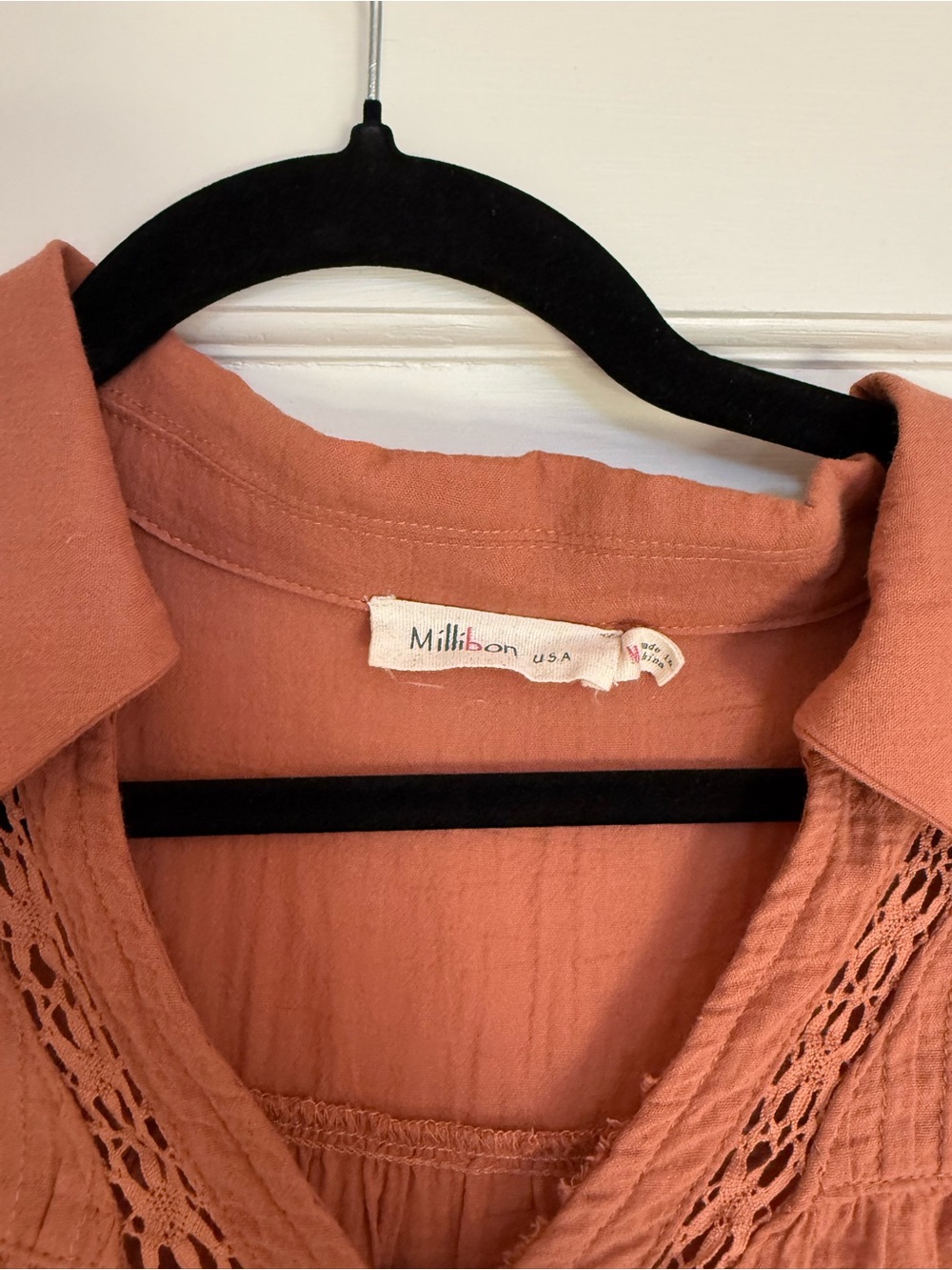Boho Button-Front Peasant Top - Pink - Picture 3 of 6